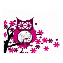 Arbre venteux de hibou tourbillonnant marron cartes postales