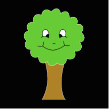 Arbre vert heureux mignon. Sur le noir Découpages En Acrylique