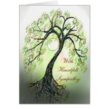 Arbre vert paisible de carte de sympathie de la vi