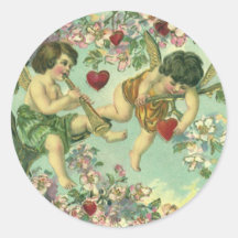 Arbre victorien vintage de coeur de cupidons de jo adhésifs ronds