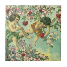 Arbre victorien vintage de coeur de cupidons de jo carreaux en céramique