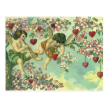 Arbre victorien vintage de coeur de cupidons de jo cartes postales