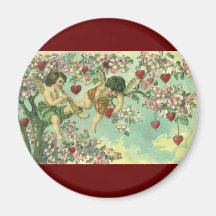 Arbre victorien vintage de coeur de cupidons de jo aimant pour réfrigérateur