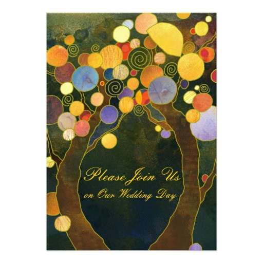 Arbres d'amour : Invitations de mariage (dos d'obs