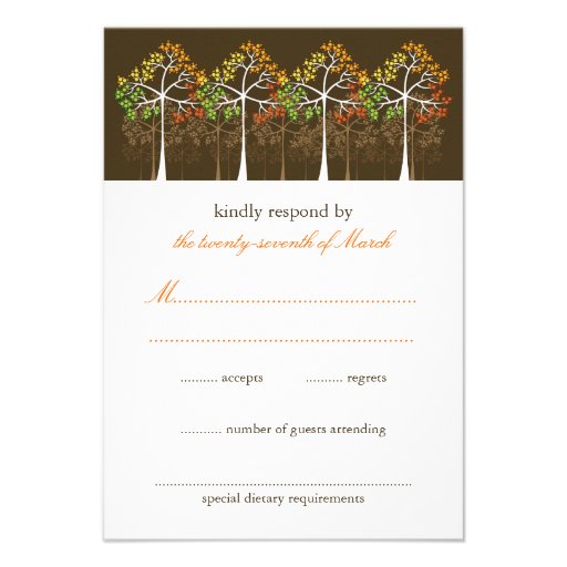arbres d'automne d'automne de fatfatin épousant la invitations personnalisables