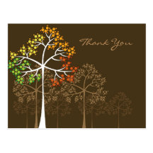 Arbres d'automne sur la carte postale de Merci de 