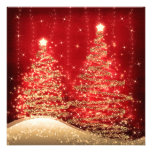 Arbres de scintillement de fête de Noël élégante r Carton D'invitation