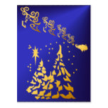 Arbres d'or et carte postale de renne de Santa