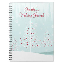 Arbres et flocons de neige d'hiver épousant le jou carnets à spirale