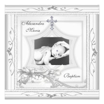 Arc blanc de croix de photo d'étoile de baptême de invitations personnalisées