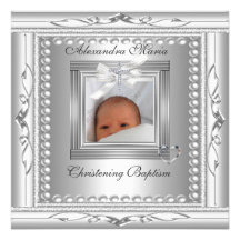 Arc de cadre de photo d'argent de baptême de baptê invitations personnalisées