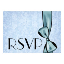 Arc de satin de Faux d'Aqua de carte de RSVP et da Bristol Personnalisé