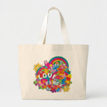 Arc-en-ciel de flower power sacs de toile