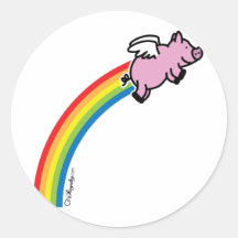 Arc-en-ciel de porc de vol autocollant