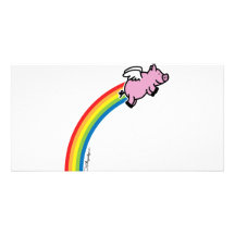 Arc-en-ciel de porc de vol photocarte personnalisée