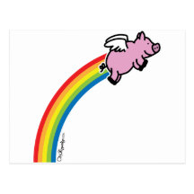 Arc-en-ciel de porc de vol carte postale