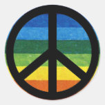 arc-en-ciel de symbole de paix autocollant rond