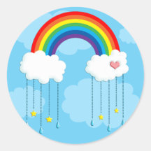 Arc-en-ciel et nuages pleuvant des étoiles adhésif