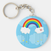 Arc-en-ciel et nuages pleuvant des étoiles porte-clefs