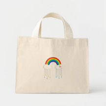 Arc-en-ciel et nuages pleuvant des étoiles sacs de toile