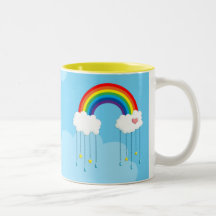 Arc-en-ciel et nuages pleuvant des étoiles tasse à café