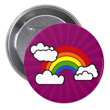 Arc-en-ciel lumineux avec les nuages blancs peluch badges