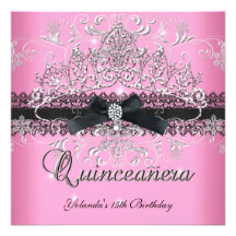 Arc rose de noir de diadème de scintillement de Qu Cartons D'invitation