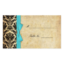 Arc vintage mariage damassé Placecards de turquois Cartes De Visite Personnelles