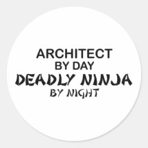 Architecte Ninja mortel par nuit Autocollants Ronds