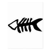 arêtes de poisson noires de poissons carte postale