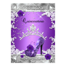 Argent de pourpre de fête d'anniversaire de Quince Cartons D'invitation