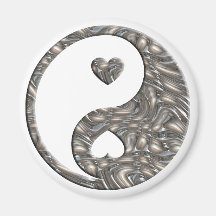 ARGENT de Yin et de Yang/coeurs Aimant