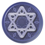 Argent d'étoile de David sur le bleu Assiette