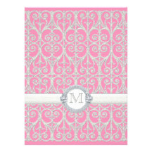 Argent, diamants et dentelle roses, mariage décoré invitation