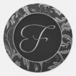 Argent du monogramme F et joint noir de mariage da Adhésif