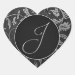 Argent du monogramme J et joint noir de mariage da Adhésifs