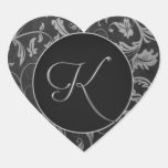 Argent du monogramme K et joint noir de mariage da Autocollants