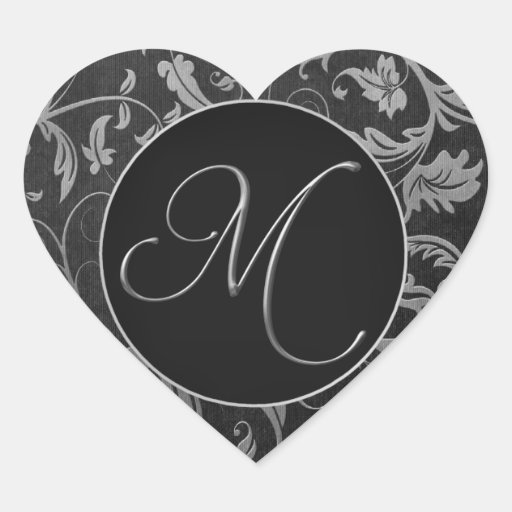 Argent du monogramme M et joint noir de mariage da Adhésif