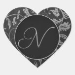 Argent du monogramme N et joint noir de mariage da Autocollant