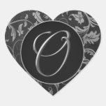 Argent du monogramme O et joint noir de mariage da Autocollants En Cœur