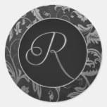 Argent du monogramme R et joint noir de mariage da Autocollants