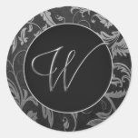 Argent du monogramme W et joint noir de mariage da Adhésif Rond