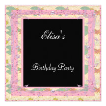 Argent rose de fête d'anniversaire de noir de cadr invitations