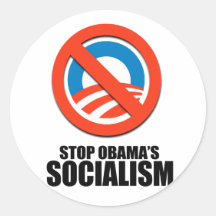 ARRÊTEZ LE SOCIALISME D'OBAMA AUTOCOLLANT ROND