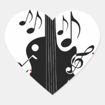Arrière - plan abstrait de musique autocollants en cœur