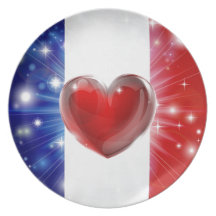 Arrière - plan de coeur de drapeau de la France d' Assiette Pour Soirée