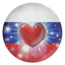 Arrière - plan de coeur de drapeau de la Russie d' Assiette Pour Soirée