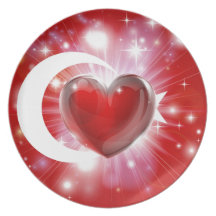 Arrière - plan de coeur de drapeau de la Turquie d Assiette