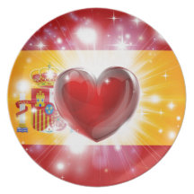 Arrière - plan de coeur de drapeau de l'Espagne d' Assiette Pour Soirée