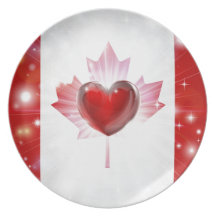 Arrière - plan de coeur de drapeau du Canada d'amo Assiettes